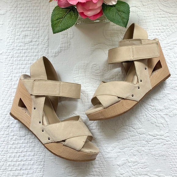 Eileen Fisher Leather Wooden Cut Out Clog Wedge 5 5.5 - Picture 16 of 16